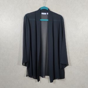 02099 Susan Graver black sheer open front jacket 16 NEW